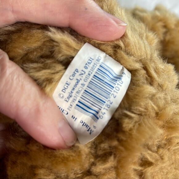 10” DGE plush curly haired Teddy bear with red heart. - Picture 5 of 9